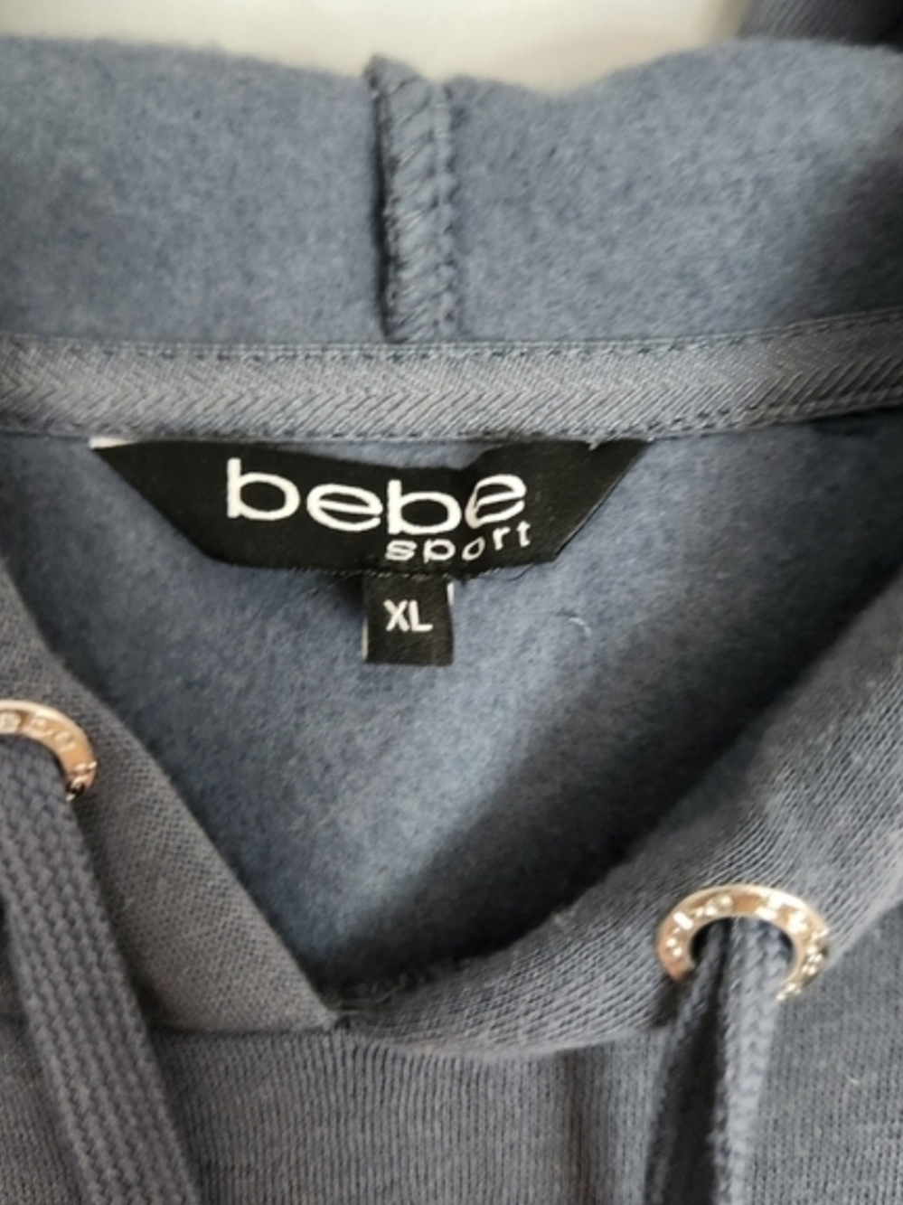 bebe Navy Hooded Pullover with Studded Logo - Picture 2 of 10